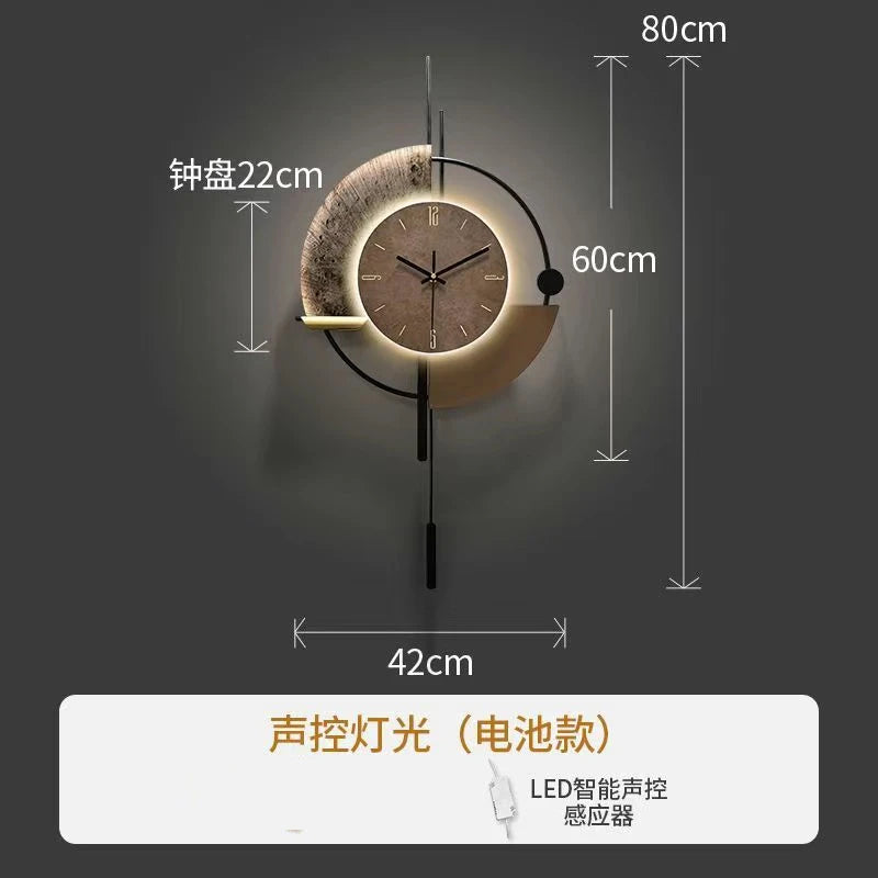 Living Room Wall-mounted Clock TV Background Wall Decoration Porch Wall Clocks with LED Light Home Decoration