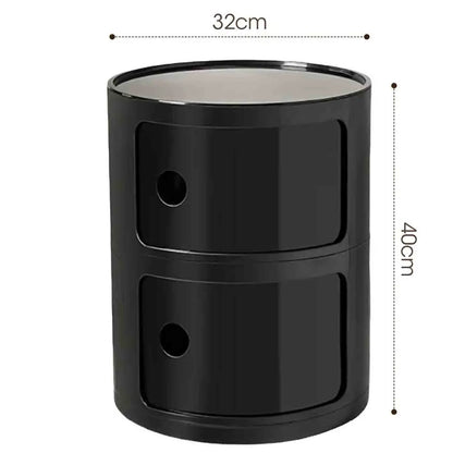 Bedside Table with Drawers Small Round Side Table Storage Cabinet Plastic Side Cabinet Nightstand for Bedroom Living Room