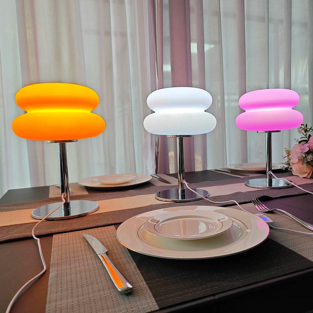 Bedroom bedside lamp creamy style table lamp USB plug tri color dimming living room study atmosphere light