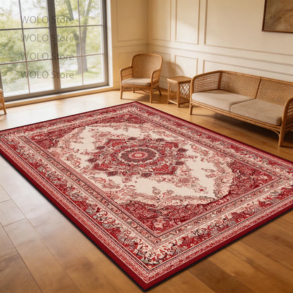 Persian-Style Floor Mat Classical Living Room Large Size Non-Slip Carpet Floor Bedroom and Living Room Lounge Rug Easy Clean