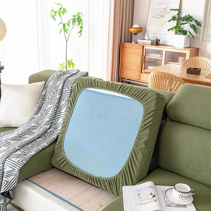 Jacquard Sofa Slipcover Ribbed Pattern Seat Cushion Cover Elastic Furniture Protector Sofa Covers for Living Room Bedroom 1PC