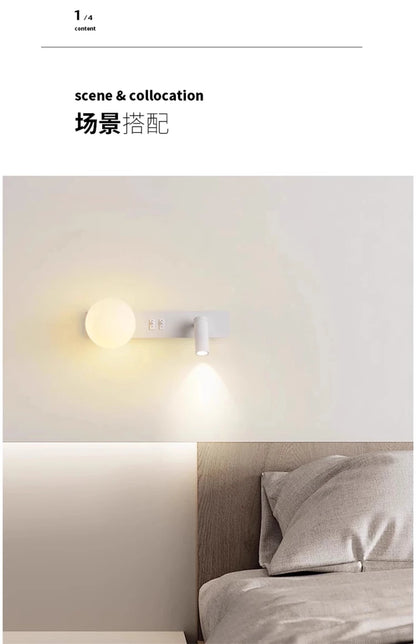 Bedroom Bedhead Reading Light Creative Minimalist LED with Switch Hotel Rooms Study Living Room Background Wall Decorative Light