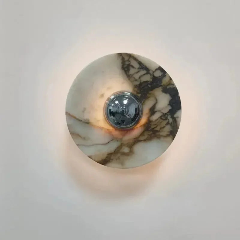 Modern Natural Marble Wall Lamp Round LED Wall Sconce Light Living Room Background Restaurant Bathroom Bedroom Lights Home Decor