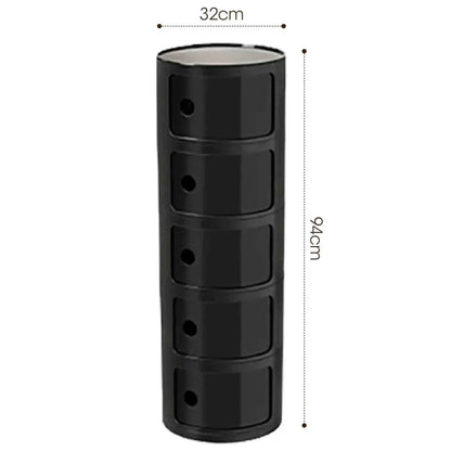 Bedside Table with Drawers Small Round Side Table Storage Cabinet Plastic Side Cabinet Nightstand for Bedroom Living Room