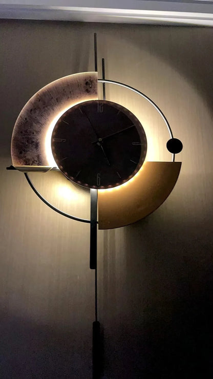 Living Room Wall-mounted Clock TV Background Wall Decoration Porch Wall Clocks with LED Light Home Decoration