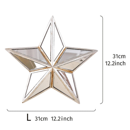 1PC, retro five-pointed star resin material glass mirror wall decoration hanging