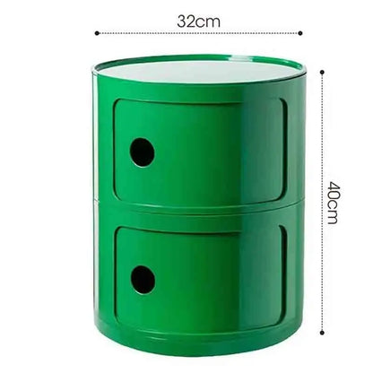 Bedside Table with Drawers Small Round Side Table Storage Cabinet Plastic Side Cabinet Nightstand for Bedroom Living Room