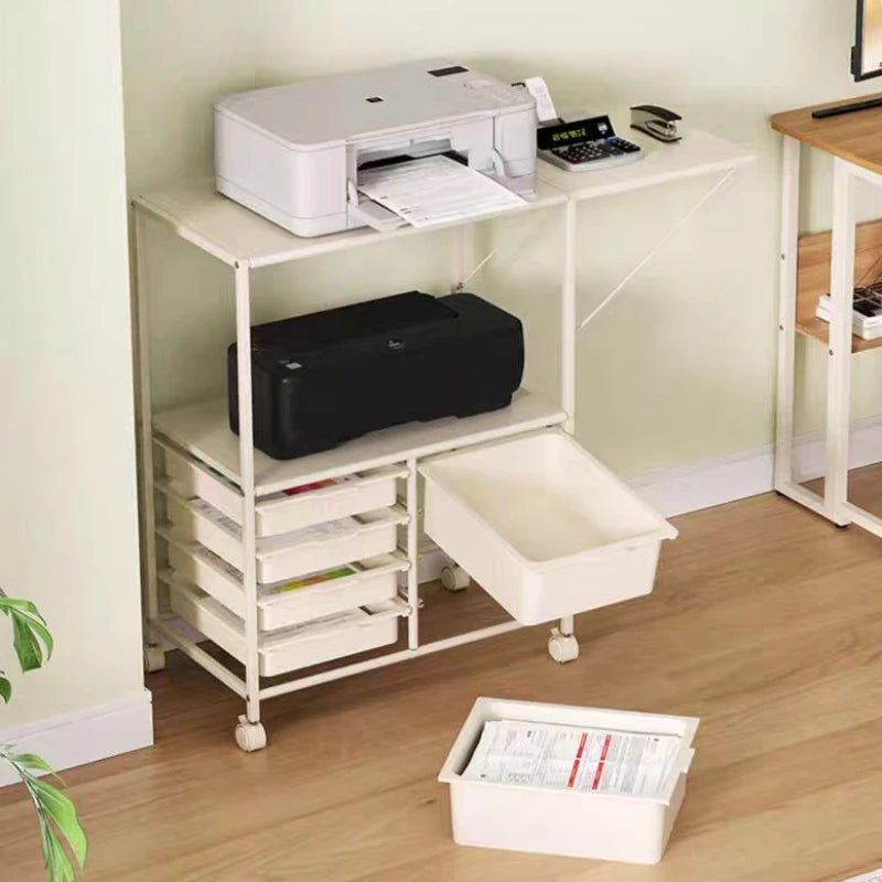 Kitchen Island Cart with 6 Drawers, Rolling Sideboard Cabinet, Dining Room Drawer Cart with Extended Desktop  Kitchen Furniture