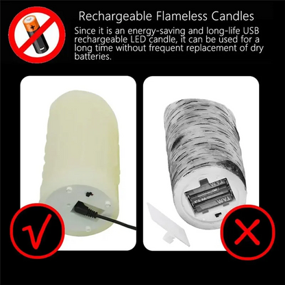 LED Candles, Flickering Flameless Candles,Rechargeable Candle, Real Wax Candles with Remote Control,12.5cm