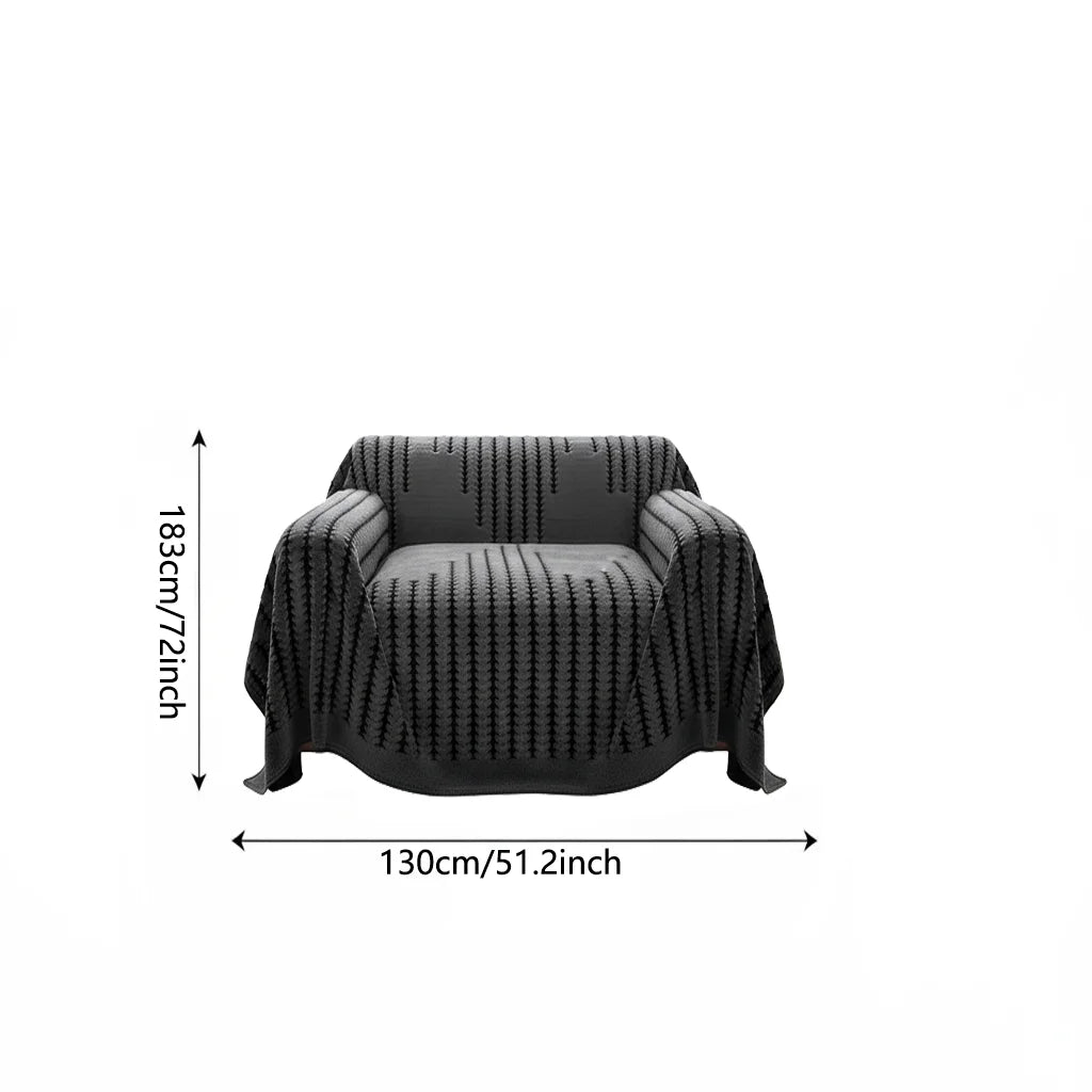 Dark Gray Black Striped Sofa Towel Simple Bohemian Style One-Piece Sofa Cover Cloth Living Room Home Decor