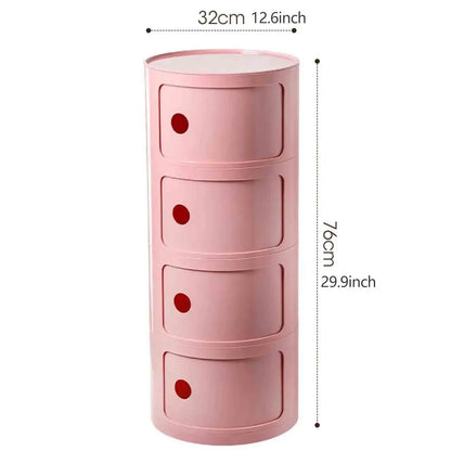 Bedside Table with Drawers Small Round Side Table Storage Cabinet Plastic Side Cabinet Nightstand for Bedroom Living Room