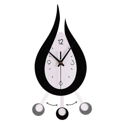 Waterdrop Swinging Wall Clock Acrylic Black and White Contrast Clock Home Living Room Bedroom Wall Decoration Clock