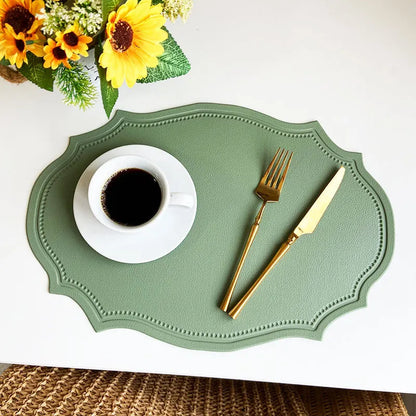 1/4/6PCS Oval Black Gift Placemats Indoor Faux Leather Kitchen Dining Table Pad Luxury Place Mat Tableware Cafe Pad 식탁매트