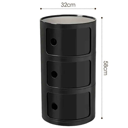 Bedside Table with Drawers Small Round Side Table Storage Cabinet Plastic Side Cabinet Nightstand for Bedroom Living Room