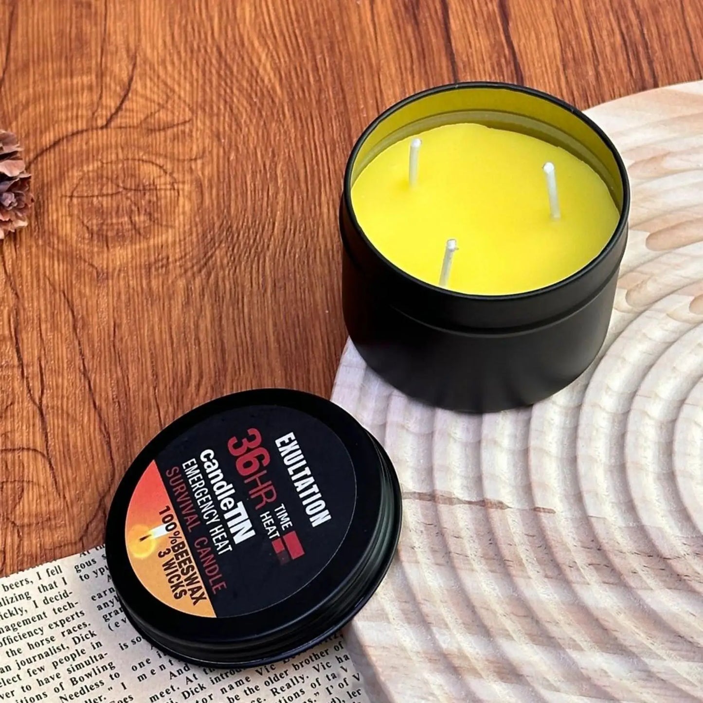 Power Outage Candles Unscented Candles with Jar 36 Hours Long Burning 3-Wick Lamp for Home Outdoor Activities Survival Fishing