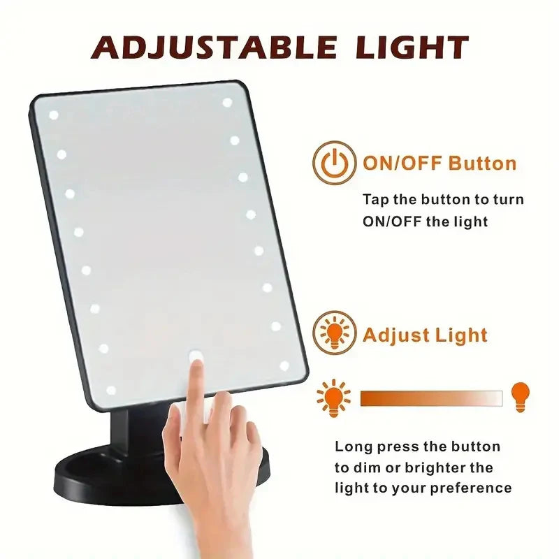 Lighted Vanity Makeup Mirror Rotation LED Mirror Touch Screen Adjusted Brightness Desk USB Dual Supply Bathroom Cosmetic Mirrors