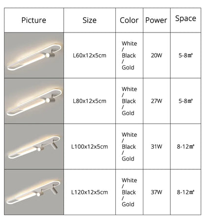 Minimalist LED Ceiling Light Long Strip Dining Room Track Spotlights Bedroom Hall Corridor Lamps for Lobby Lighting