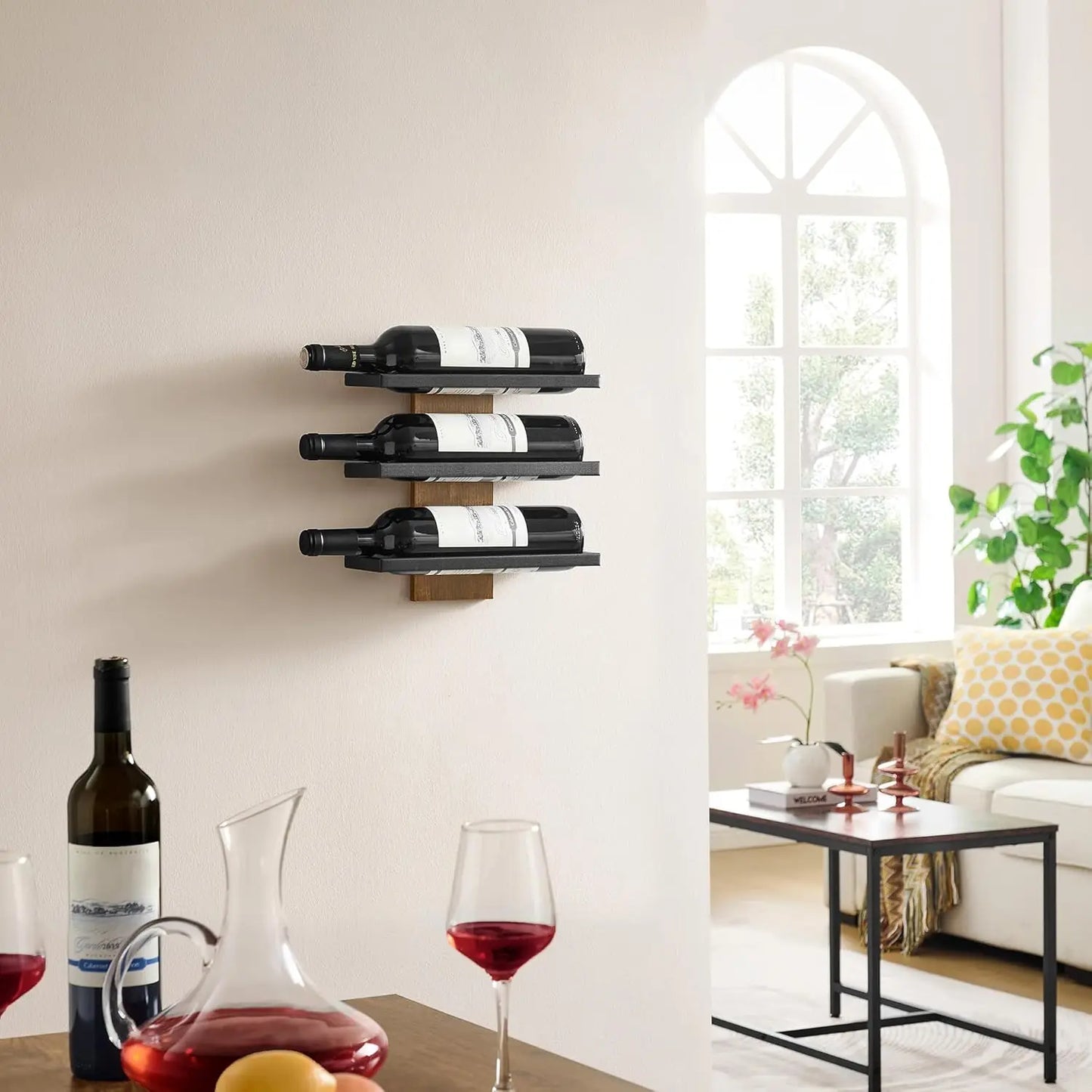 3-Tier Wall Mount Wine Rack,Wall Mounted Wine Bottle Racks for Display and Storage,Hanging Bottle Holder,for Living,Dining Room