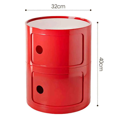 Bedside Table with Drawers Small Round Side Table Storage Cabinet Plastic Side Cabinet Nightstand for Bedroom Living Room
