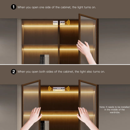 8mm Under Cabinet COB LED Strip Light Smart Door Sensor Switch for Bookcase Showcase Wardrobe  Closet Lighting Decor 1m-5m