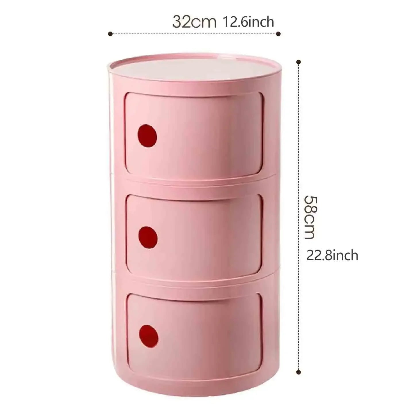 Bedside Table with Drawers Small Round Side Table Storage Cabinet Plastic Side Cabinet Nightstand for Bedroom Living Room