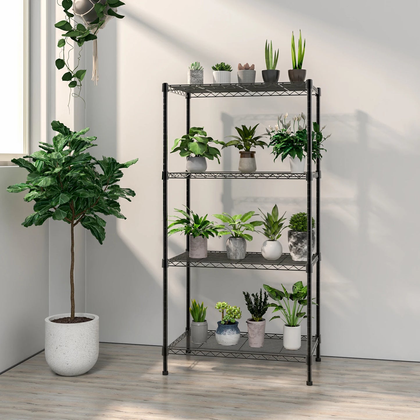 3/4/5 Tier Heavy Duty Shelving Units, Adjustable Metal Wire Storage Rack for Kitchen Garage Pantry Living Room Warehouse