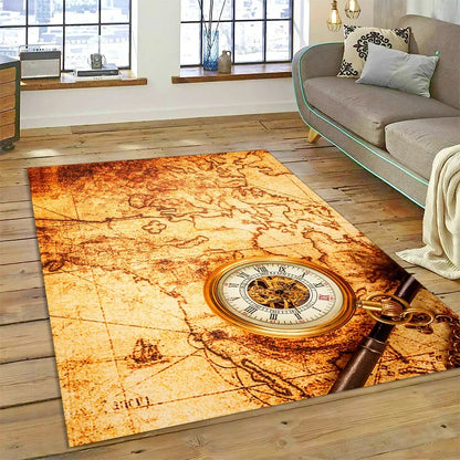 3D Ancient Nautical Chart World Map Compass Carpet Rug for Bedroom Living Room Sofa Decoration,Child Game Large Decor Floor Mat