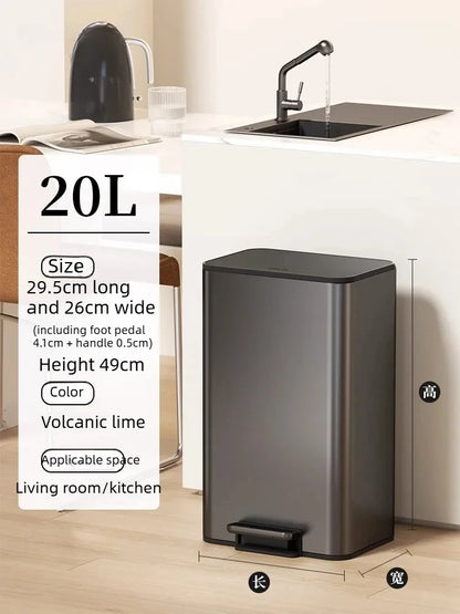 Kitchen Bin Large Large Capacity New Household Living Room Light Luxury High-grade Stainless Steel Italian Style Furniture