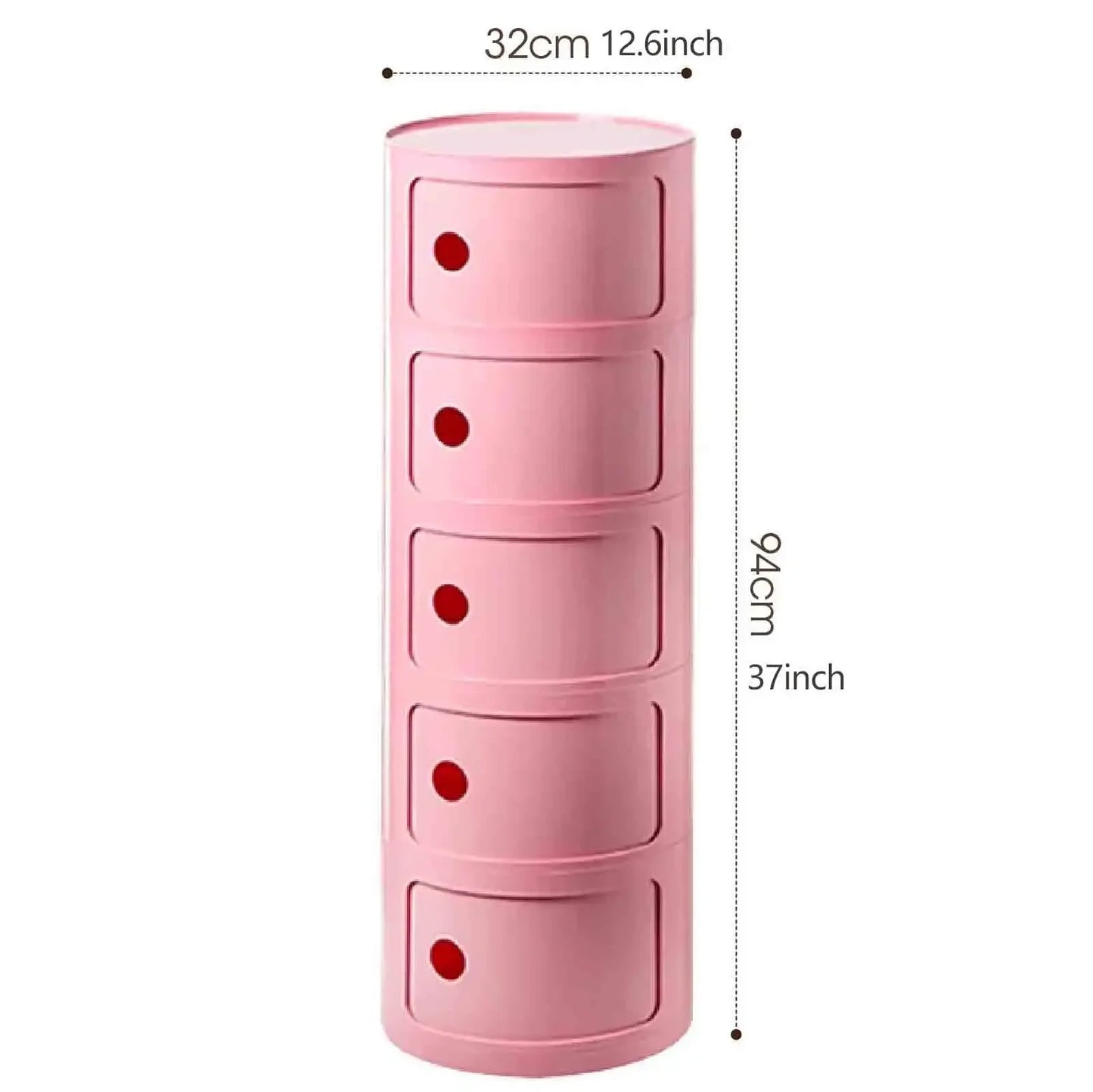 Bedside Table with Drawers Small Round Side Table Storage Cabinet Plastic Side Cabinet Nightstand for Bedroom Living Room