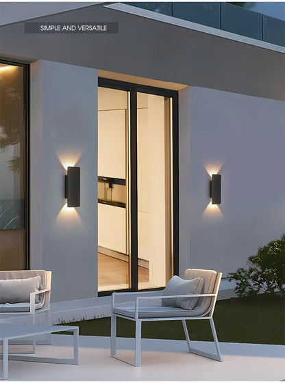 Outdoor Waterproof Wall Lamps Strip Aluminum Wall Lights 18W LED Black Wall Lamp Bedroom Exterior Outdoor Lighting Fixtures