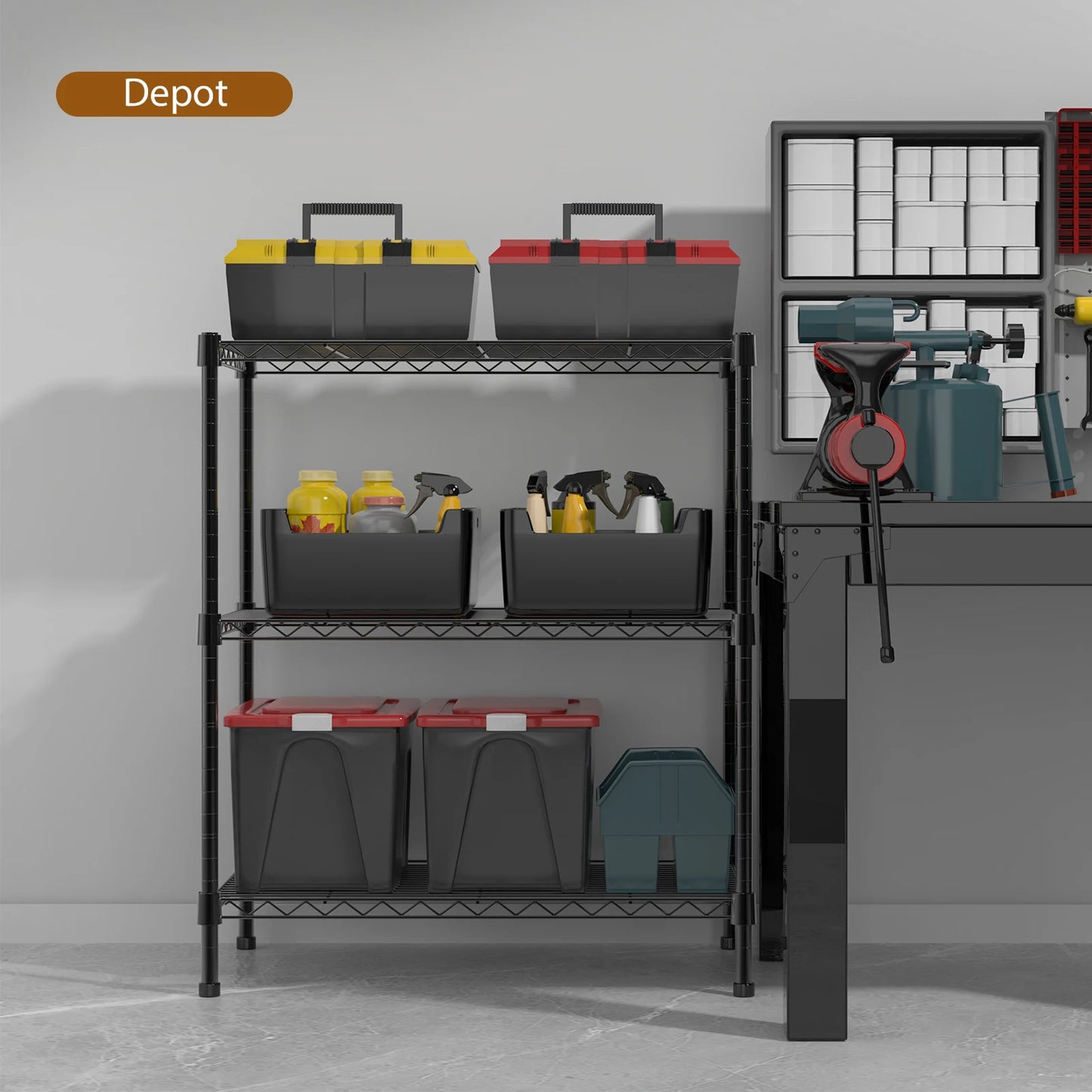 3/4/5 Tier Heavy Duty Shelving Units, Adjustable Metal Wire Storage Rack for Kitchen Garage Pantry Living Room Warehouse