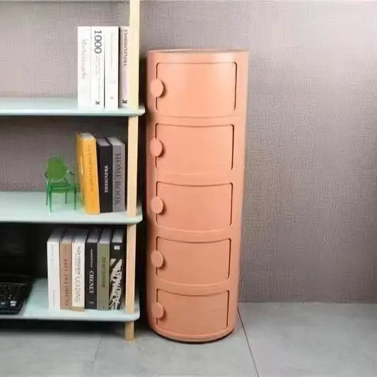 Bedside Table with Drawers Small Round Side Table Storage Cabinet Plastic Side Cabinet Nightstand for Bedroom Living Room