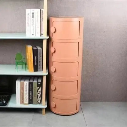 Bedside Table with Drawers Small Round Side Table Storage Cabinet Plastic Side Cabinet Nightstand for Bedroom Living Room