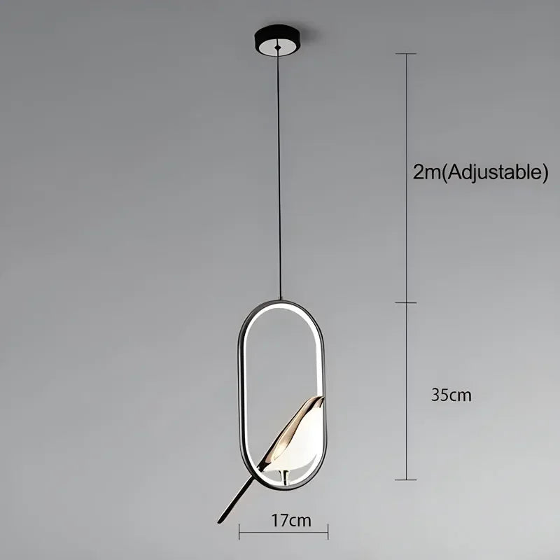 Magpie Pendant Lamp LED Living Room Bedroom Minimalist Elliptical Bedside Chandelier Restaurant Kitchen Circular Lighting Decor