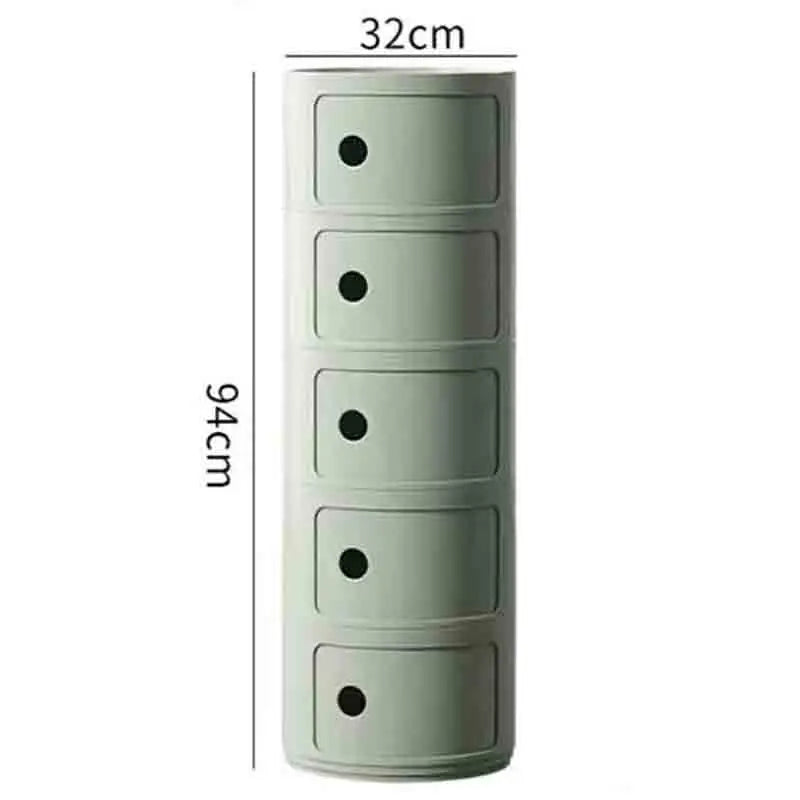 Bedside Table with Drawers Small Round Side Table Storage Cabinet Plastic Side Cabinet Nightstand for Bedroom Living Room