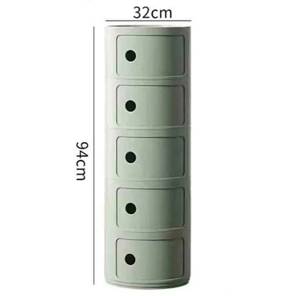 Bedside Table with Drawers Small Round Side Table Storage Cabinet Plastic Side Cabinet Nightstand for Bedroom Living Room