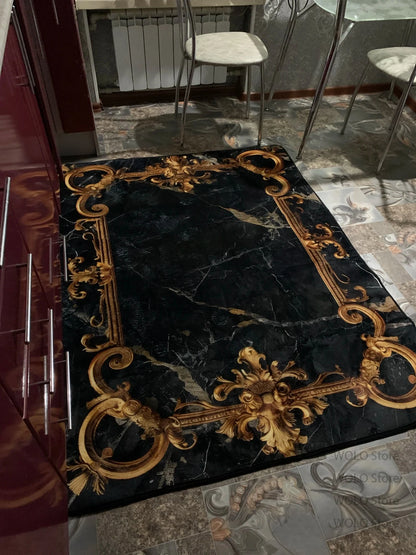 Persian-Style Floor Mat Classical Living Room Large Size Non-Slip Carpet Floor Bedroom and Living Room Lounge Rug Easy Clean
