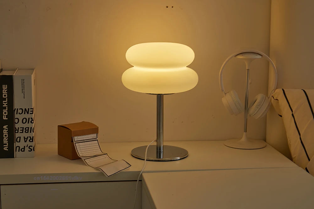Bedroom bedside lamp creamy style table lamp USB plug tri color dimming living room study atmosphere light