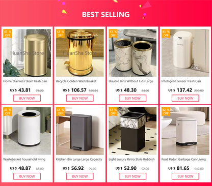 Kitchen Bin Large Large Capacity New Household Living Room Light Luxury High-grade Stainless Steel Italian Style Furniture