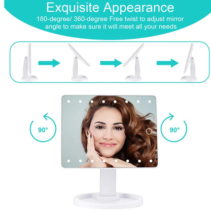 Lighted Vanity Makeup Mirror Rotation LED Mirror Touch Screen Adjusted Brightness Desk USB Dual Supply Bathroom Cosmetic Mirrors