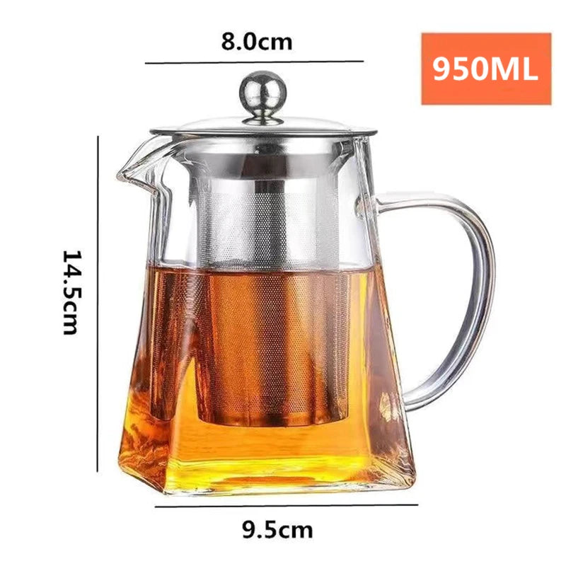 Heat Resistant Glass Teapot with Infuser Tea Kettle Tea Set Samovar Teaware For Loose Tea Home Kitchen Dining Bar