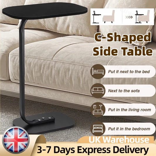 Modern Living C Shaped Sofa Side Table  24 in Tall Portable Corner Table C Shaped End Table for Coffee Drink Snack Living Room