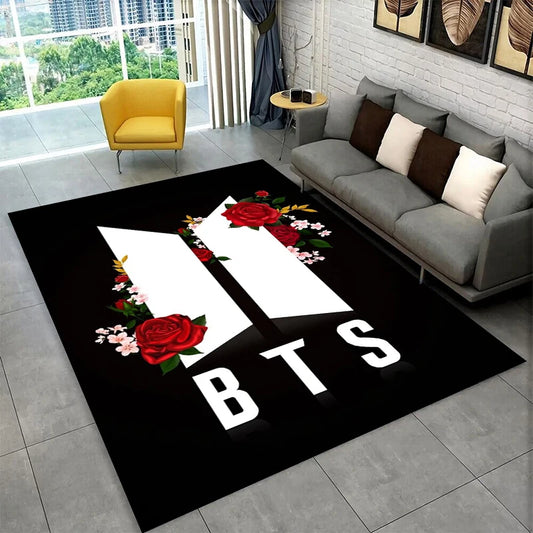 Kpop B-BTS Fashion Group Star Carpet Rug for Playroom Bedroom Living Room Sofa Home Decor,kids Area Rug Non-slip Floor Mat