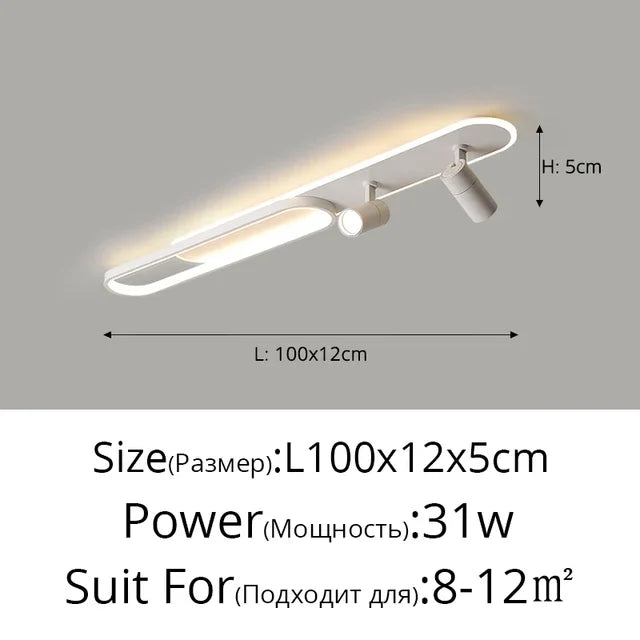 Minimalist LED Ceiling Light Long Strip Dining Room Track Spotlights Bedroom Hall Corridor Lamps for Lobby Lighting