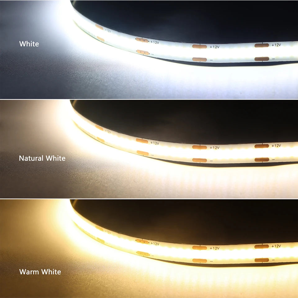 8mm Under Cabinet COB LED Strip Light Smart Door Sensor Switch for Bookcase Showcase Wardrobe  Closet Lighting Decor 1m-5m