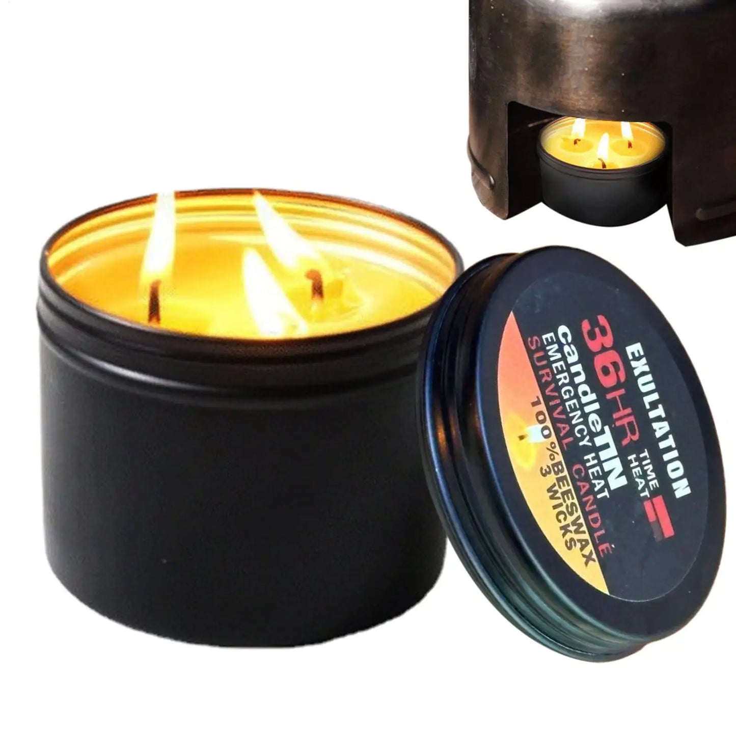 Power Outage Candles Unscented Candles with Jar 36 Hours Long Burning 3-Wick Lamp for Home Outdoor Activities Survival Fishing