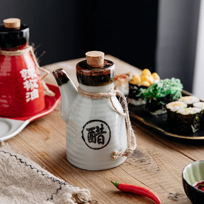 Black Japanese Style Ceramic Soy Sauce Bottle Kitchen Dining Accessories Home Seasoning Tools Oil Dispenser Condiment Holder