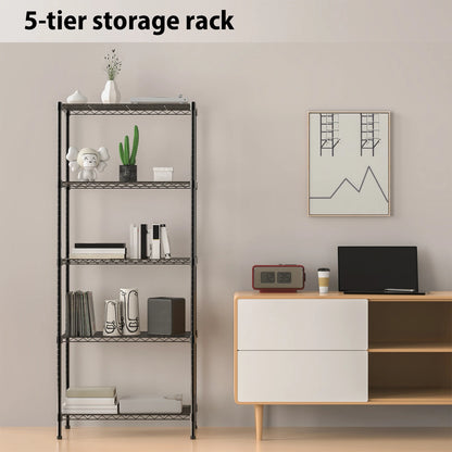 3/4/5 Tier Heavy Duty Shelving Units, Adjustable Metal Wire Storage Rack for Kitchen Garage Pantry Living Room Warehouse
