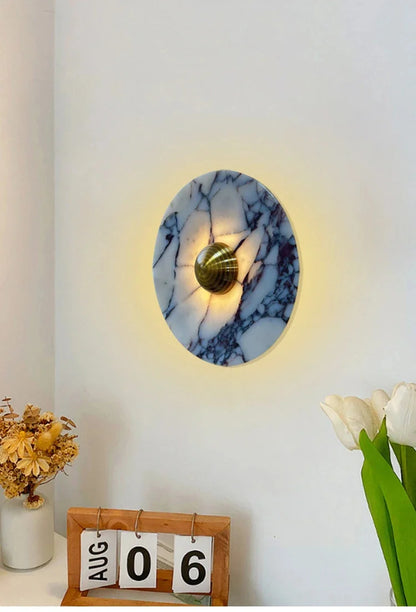Modern Natural Marble Wall Lamp Round LED Wall Sconce Light Living Room Background Restaurant Bathroom Bedroom Lights Home Decor