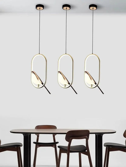 Magpie Pendant Lamp LED Living Room Bedroom Minimalist Elliptical Bedside Chandelier Restaurant Kitchen Circular Lighting Decor